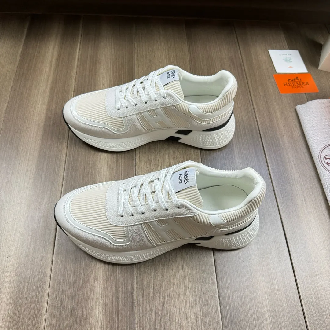 [HERMES] Hermès men's shoes 💰520💰 - High-end quality original order - Upper: 🔝 tumbled calfskin, high mercerized striped fabric, sewn brand H totem - Lining: water-dyed cowhide - Outsole: ultra-light T men's shoes 💰U foam rubber; two-color molded outsole - Super high quality control, fine workmanship: highlighted (high-end, luxury, grade) -Size :38-44, (45, customized)